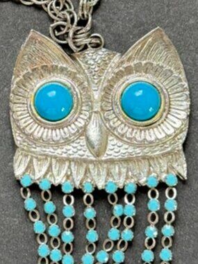 VINTAGE Articulated Owl Statement Necklace